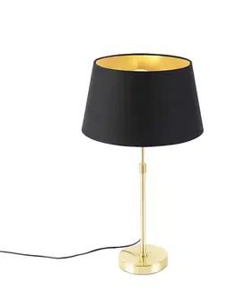 Stolné lampy Stolná lampa zlatá/mosadzná s tienidlom čiernym so zlatom 32 cm - Parte