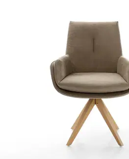 Jedálenské stoličky DELIFE Jedálenská stolička Clea-Flex mikrovlákno béžová vintage drevená podstava hranatá prírodná 180° otočná