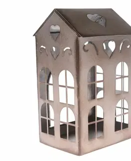 Vianočné dekorácie Kovový svietnik Rustik House, 12,2 x 20,5 x 10,6 cm