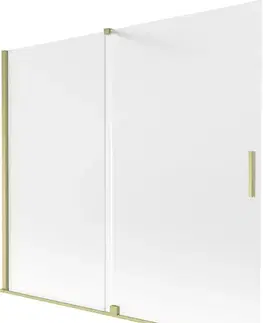 Sprchové dvere MEXEN/S - Velar dvojkrídlová posuvná vaňová zástena 180 x 150, dekor, zlatá kartáčovaná 896-180-000-31-55