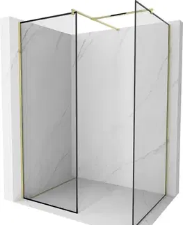 Sprchové dvere MEXEN/S - Kioto Sprchová zástena Walk-in 120 x 120, čierny vzor, zlatá 800-120-202-50-70-120