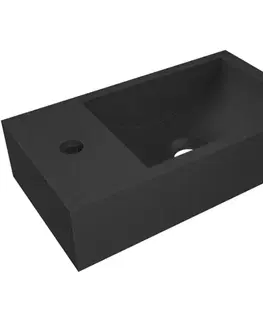Umývadlá CERANO - Umývadlo z liateho mramoru Teo - závesné ľavé - čierna matná - 40x22 CER-482704