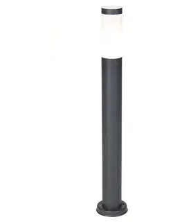 Zahradne stlpove lampy Antracitovo šedý stĺpikový svietidlo 80 cm IP44 opál - Rox