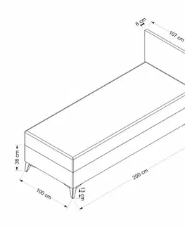 Postele Rám jednolôžkovej postele s čelom Abella 100 x 200 - Grey