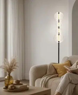 Stojacie lampy PLAYA lampa podłogowa czarny 15W LED 3000K klosz kula bezbarwny