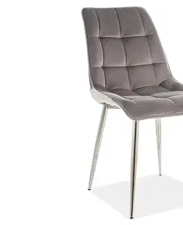 Jedálenské zostavy Jedálenská stolička CHIC VELVET stříbrná Signal