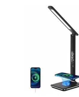 Lampy  08965L-LED Stmievateľná lampa s bezdr. nabíjaním KINGFISHER 8,5W/230V čierna 08965L