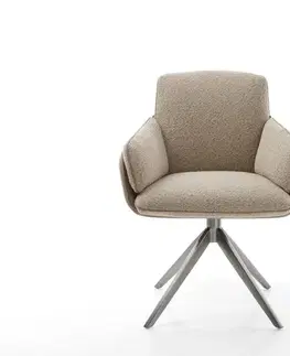 Jedálenské stoličky DELIFE Jedálenská stolička Luan-Flex s opierkami zmiešané materiály tmavobéžová krížová podstava široká grafitová otočná o 360° s hojdacou funkciou