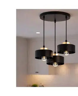 Svietidlá BRILAGI - Luster na lanku SPRING 3xE27/60W/230V čierna/zlatá 77-004B