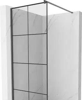 Sprchové dvere MEXEN/S - Kyoto Sprchová zástena WALK-IN 80 x 200, čierny vzor 8 mm, grafit kartáčovaná 800-080-101-66-77