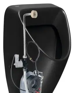 Pisoáre Bruckner - SCHWARN urinál s automatickým splachovačom 6V DC, zakrytý prívod vody, čierna mat 201.722.6