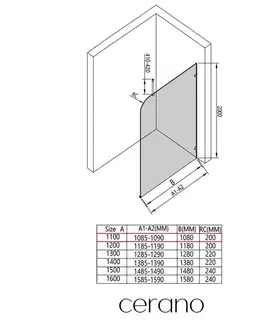 Sprchové dvere CERANO - Sprchová zástena Walk-in Orbis Top Round - Pravá - 8 mm - guľatá vzpera - chróm, mliečne sklo - 110x200 CER-999967