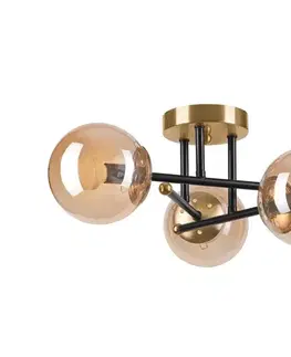 Svietidlá  Prisadený luster MALENA 3xE14/5W/230V zlatá/čierna/dymová béžová LM-3.220
