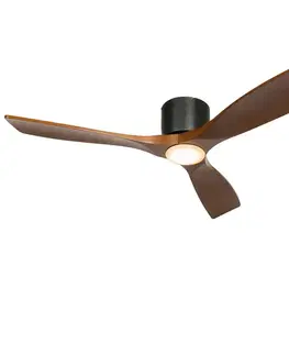 Stropné ventilátory Stropný ventilátor čierny s drevom 131,5 cm vrátane LED stmievateľný s diaľkovým ovládaním - Jerri