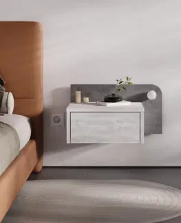 Nočné stolíky GREY závesný nočný stolík, antická biela/retro šedá