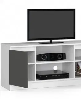 TV stolíky Moderný TV stolík ROMANA120, biely / grafit