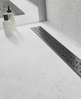 Sprchovacie kúty MEXEN/S - Flat 360° M12 podlahový žľab otočný 100, čierny 1721100-40