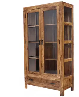 Knižnice Vitrína presklená Rami 100x180x45 indický masív palisander