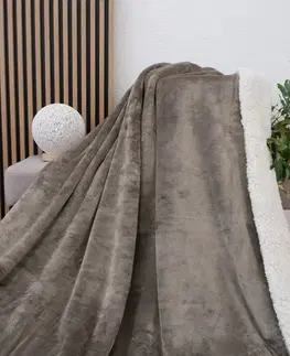 Deky MKLozkoviny.sk Baránková deka mikroplyš Exclusive 220 × 200 cm – Laura sivohnedá