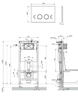 Záchody OMNIRES - Set: STRONGFRAME podomietkový rám + STEEL-R45 splachovacie tlačidlo, meď brúsená STFWC1R45-RCPB