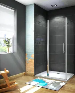 Sprchovacie kúty H K - Štvorcový sprchovací kút MELODY B5 90x90 cm s jednokrídlovými dverami s pevnou stenou vrátane sprchovej vaničky z liateho mramoru SE-MELODYB59090 / ROCKY-90 SQ