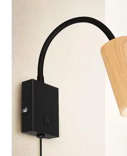 Svietidlá BRILAGI - Flexibilná nástenná lampa SELE 1xGU10/30W/230V čierna/dubový dekor WO-W10-OEM