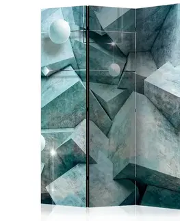 Paravány Paraván Concrete Cubes (Green) Dekorhome