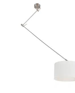 Závesné svietidlá Osvetlenie na závesenie z ocele s tienidlom 35 cm biele nastaviteľné - Blitz