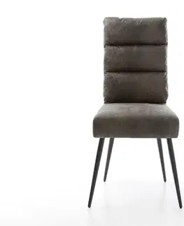 Jedálenské stoličky DELIFE Jedálenská stolička Pela-Flex mikrovlákno sivá vintage 4-nohá zúžená čierna vrecková pružina
