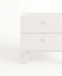Nočné stolíky BURN nočný stolík so dvoma šuplíkmi, biela