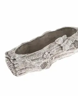Kvetináče a truhlíky Betónový kvetináč Kmeň s motýľom, 29,5 x 8 x 11 cm