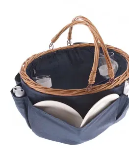 Chladiace tašky a boxy Prútený piknikový kôš pre 2 osoby s termoboxom, 40 x 30 x 21 cm, 2,17 kg