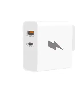 Predlžovacie káble Winner Group - Rychlonabíjací adaptér 1xUSB-C + 1xUSB-A Power Delivery 45W biela WINSIT45WBZW