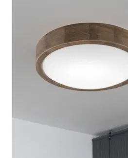 Svietidlá BRILAGI – LED RGBW stmievateľné stropné svietidlo CARVALHO SLIM 1×E27/12W/230V Wi‑Fi v dekore dub, priemer 27 cm BG0854+AI0819