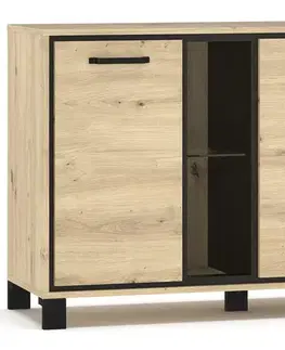 Komody NABBI Vinap CH-2D dvojdverová komoda dub artisan / wenge tmavá