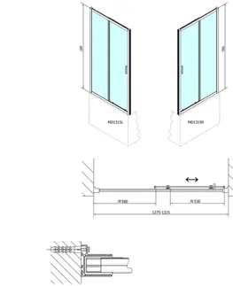 Sprchovacie kúty POLYSAN - DEEP sprchové dvere posuvné 1300x1500, číre sklo MD1315