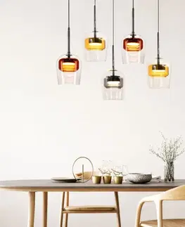 Stropná svetla Lampa wisząca Glaxi szklane kolorowe klosze 5xGX53 nad stół do salonu i jadalni