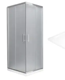 Vane MEXEN/S - Rio Sprchovací kút štvorcový 80x80, szron, chróm + vanička so sifónom 860-080-080-01-30-4010