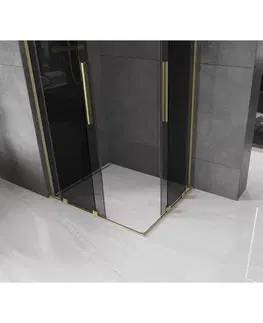 Sprchovacie kúty MEXEN/S - Velar L Duo sprchovací kút, posuvné dvere 90 x 80, grafit, zlato kartáčovaná 871-090-080-02-43-55