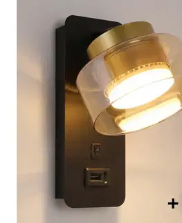 Svietidlá BRILAGI - LED Nástenné svietidlo s USB portom AURA LUX 1xGX53/30W/230V čierna/zlatá WO-OEM-CF-13-GLD