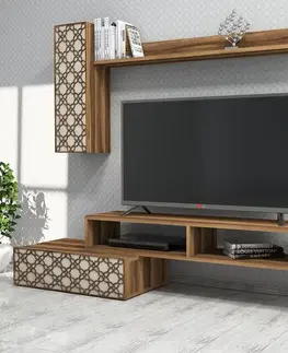 Obývacie steny TV skrinka / Obývacia stena Planet - Walnut, Cream