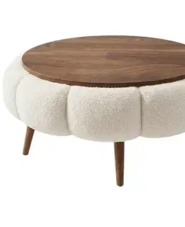 Konferenčné stolíky Čalúnený odkladací stolík Daisy 60 White Walnut