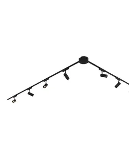 Koľajnicové svetelné systémy Moderný koľajnicový systém s 8 čiernymi bodovými svetlami 1-fázový 400 cm - Magnetic Gert