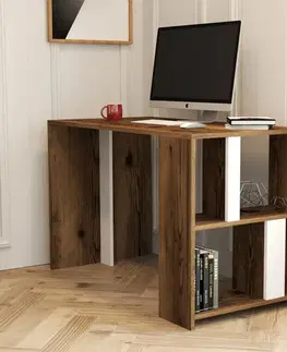Písacie stoly Písací stôl Lima - Walnut, White