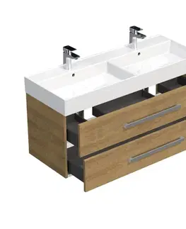 Kúpeľňový nábytok Kúpeľňová skrinka s umývadlom SAT Cube Way 120x53x46 cm dub Hickory CUBE461202DHSAT CUBE461202DHSAT