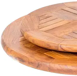 Príslušenstvo z teaku DEOKORK Teakový otočný stolík SERVITORE Ø 60 × 4 cm