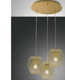 Svietidlá Fabas Luce 3677-47-225 - Luster na lanku CAMP 3xE27/40W/230V zlatá 3677-47-225