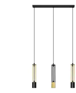 Svietidlá  LED Luster na lanku BARS 3xGU10/4,8W/230V čierna/zlatá W-L 1115/3 BK+GO MIX