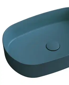 Umývadlá ISVEA - INFINITY OVAL keramické umývadlo na dosku, 55x36cm, matná zelena Petrol 10NF65055-2P