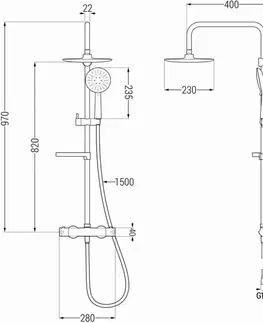 Sprchy a sprchové panely MEXEN/S - KX67 sprchový stĺp s termostatickou batériou čierna 771506791-70
